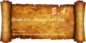 Bombicz Annunciáta névjegykártya